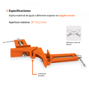 PRENSA ESQUINERA PROFESIONAL, 3" DE ALUMINIO