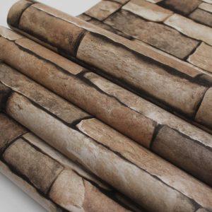 Papel Tapiz 3d Autoadherible Piedra Laja Beige Rinde 4.5m2